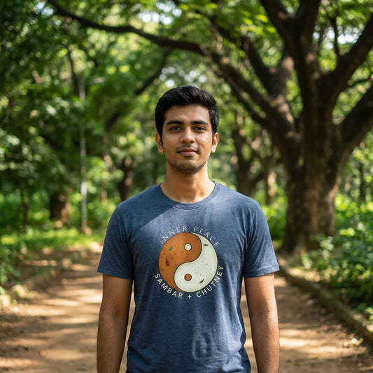 Inner Peace tee in Heather Navy — cubbon north m20 01