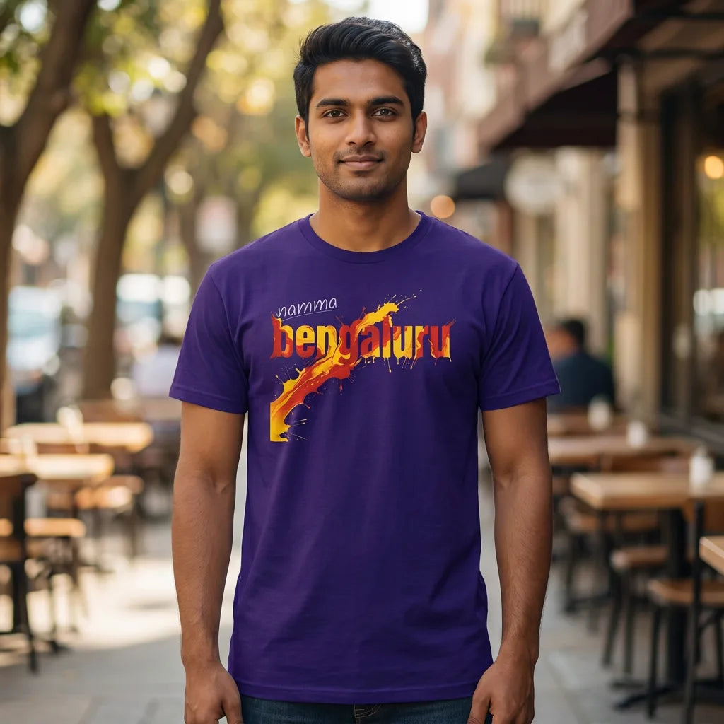 Namma Bengaluru tee in grape — front facing 01