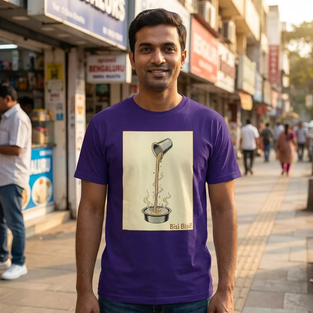 Bisi Bisi tee in grape — streetstyle man 30s 01