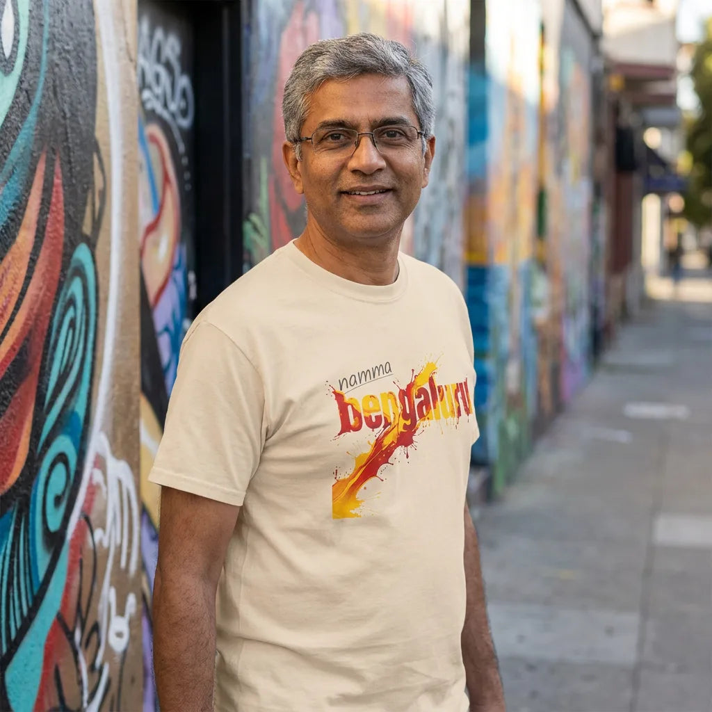 Namma Bengaluru tee in ivory — sf mission indian uncle 01