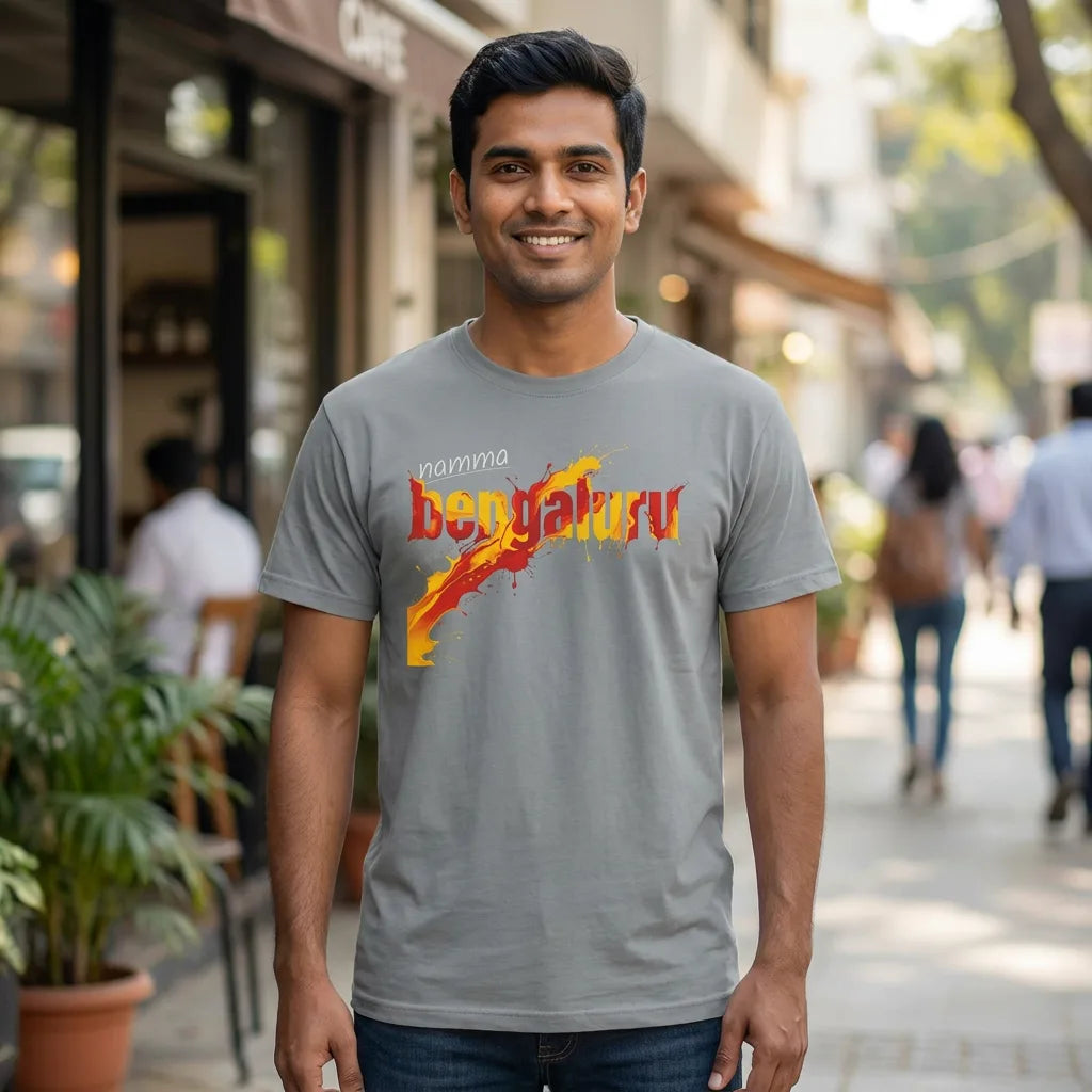 Namma Bengaluru tee in granite — front facing 01