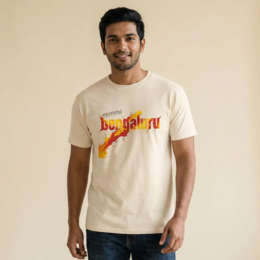 Namma Bengaluru tee in ivory — studio cream indian m20 01