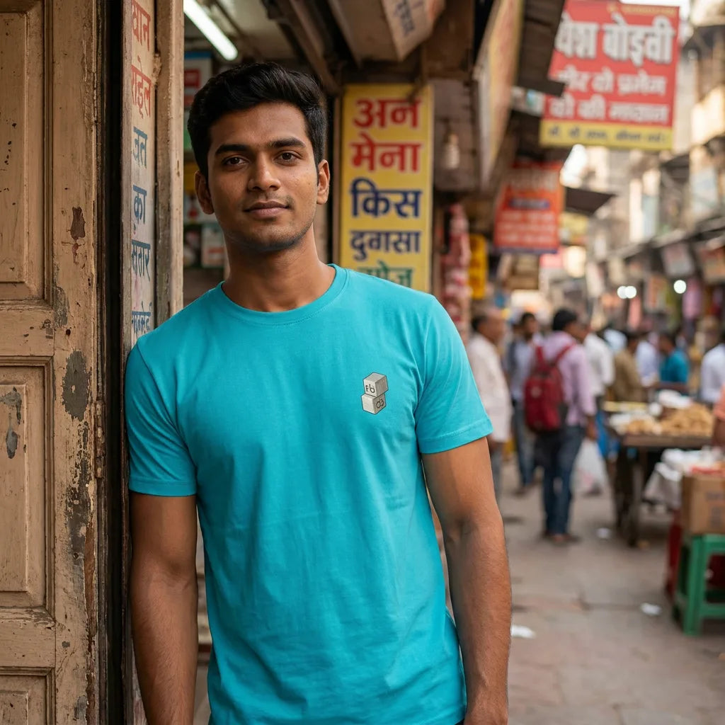 Guru tee in Tahiti Blue — delhi south m20 01