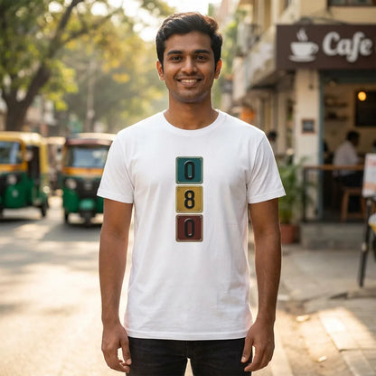 080 tee in White — front facing 01