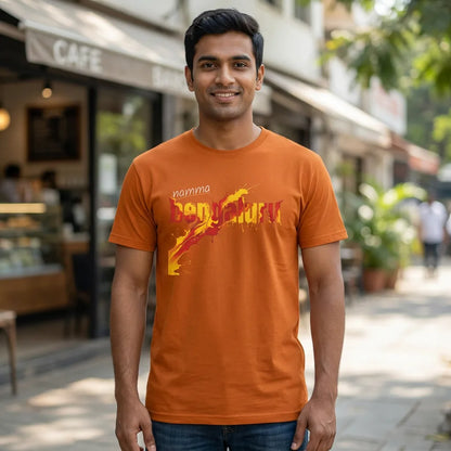 Namma Bengaluru tee in yam — front facing 01