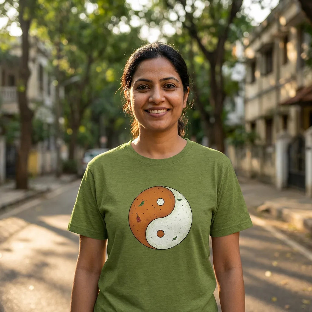 Sambar + Chutney tee in Heather Green — indiranagar north w30 01