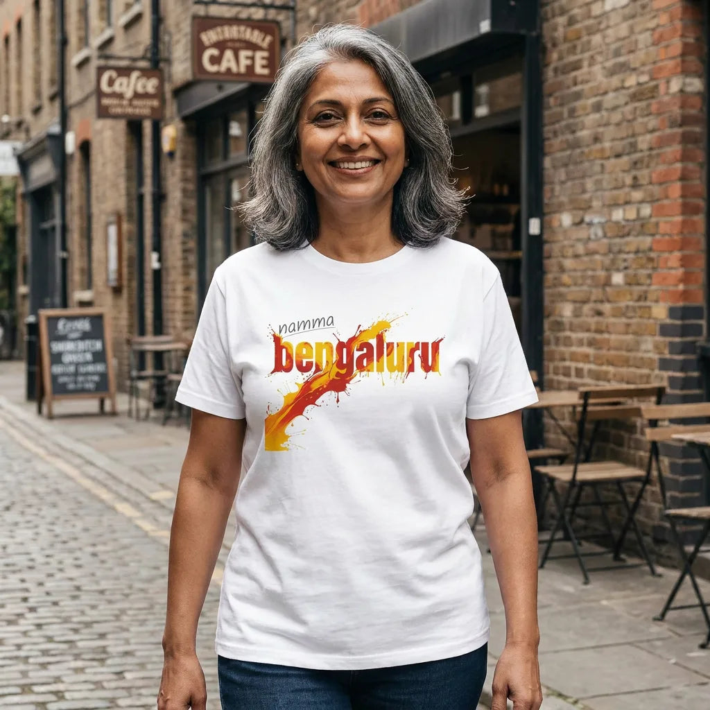 Namma Bengaluru tee in White — london shoreditch indian aunty 01