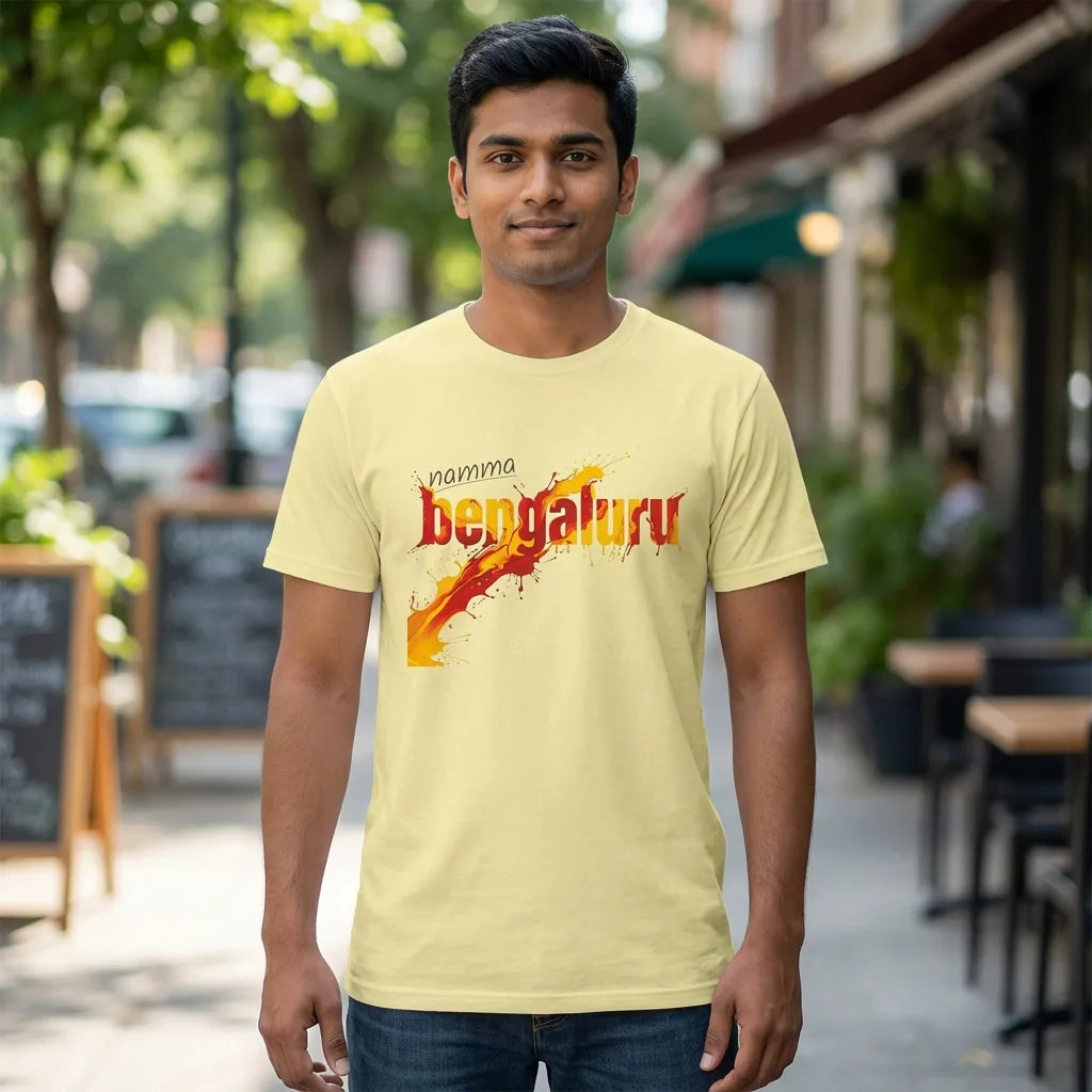 Namma Bengaluru tee in banana — front facing 01