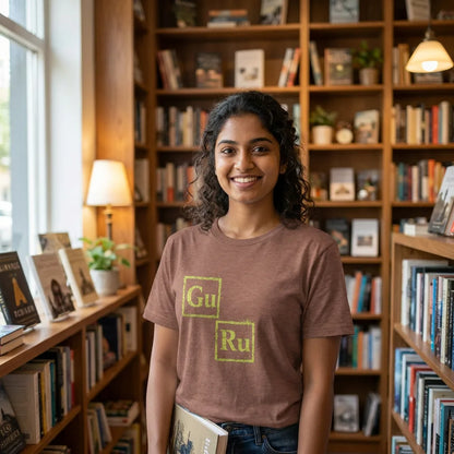 GURU tee in Heather Clay — bookshop woman 01