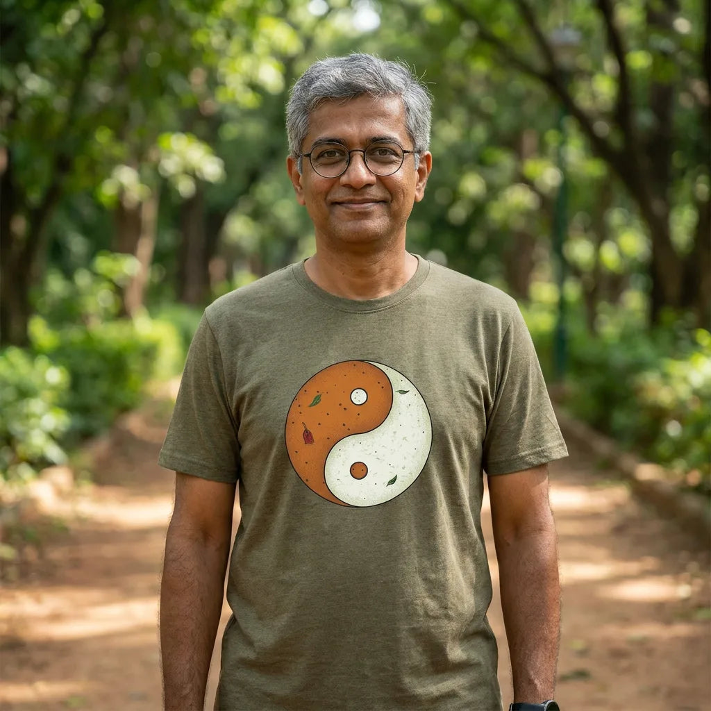 Sambar + Chutney tee in Heather Olive — cubbon south uncle 01