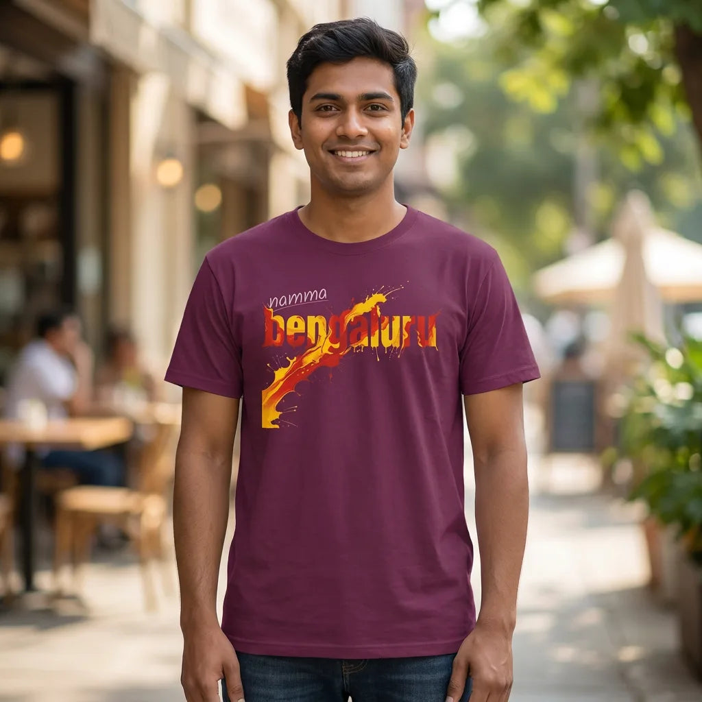 Namma Bengaluru tee in Berry — front facing 01