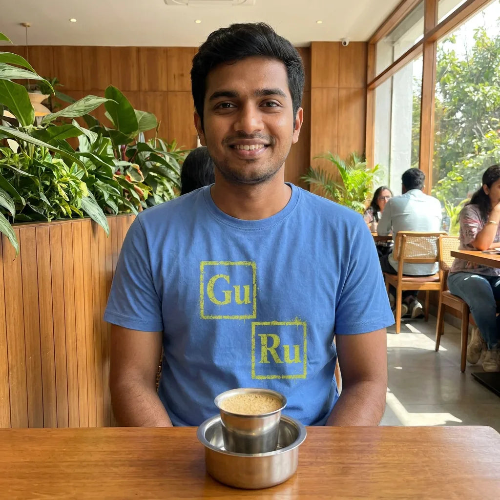 GURU tee in Columbia Blue — cafe man 01