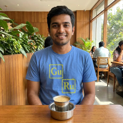 GURU tee in Columbia Blue — cafe man 01