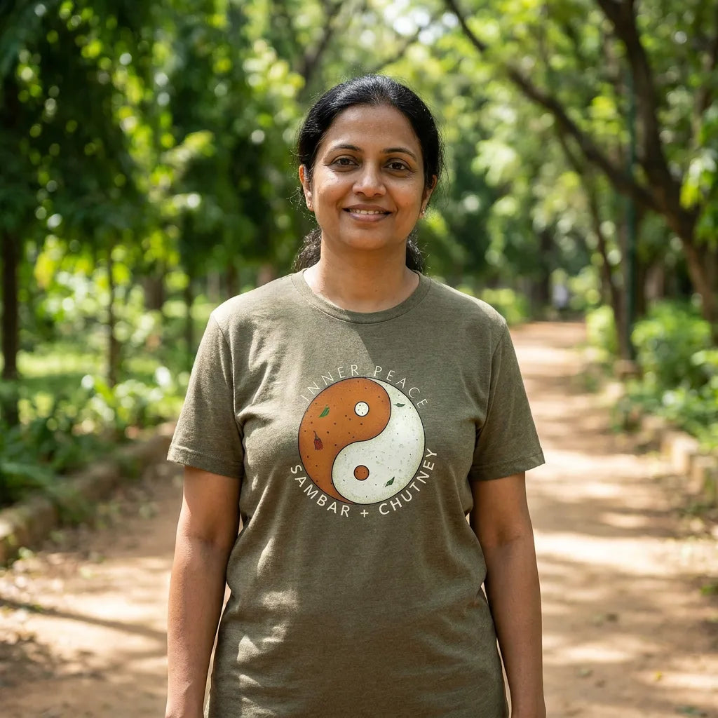 Inner Peace tee in Heather Olive — cubbon south w40 01