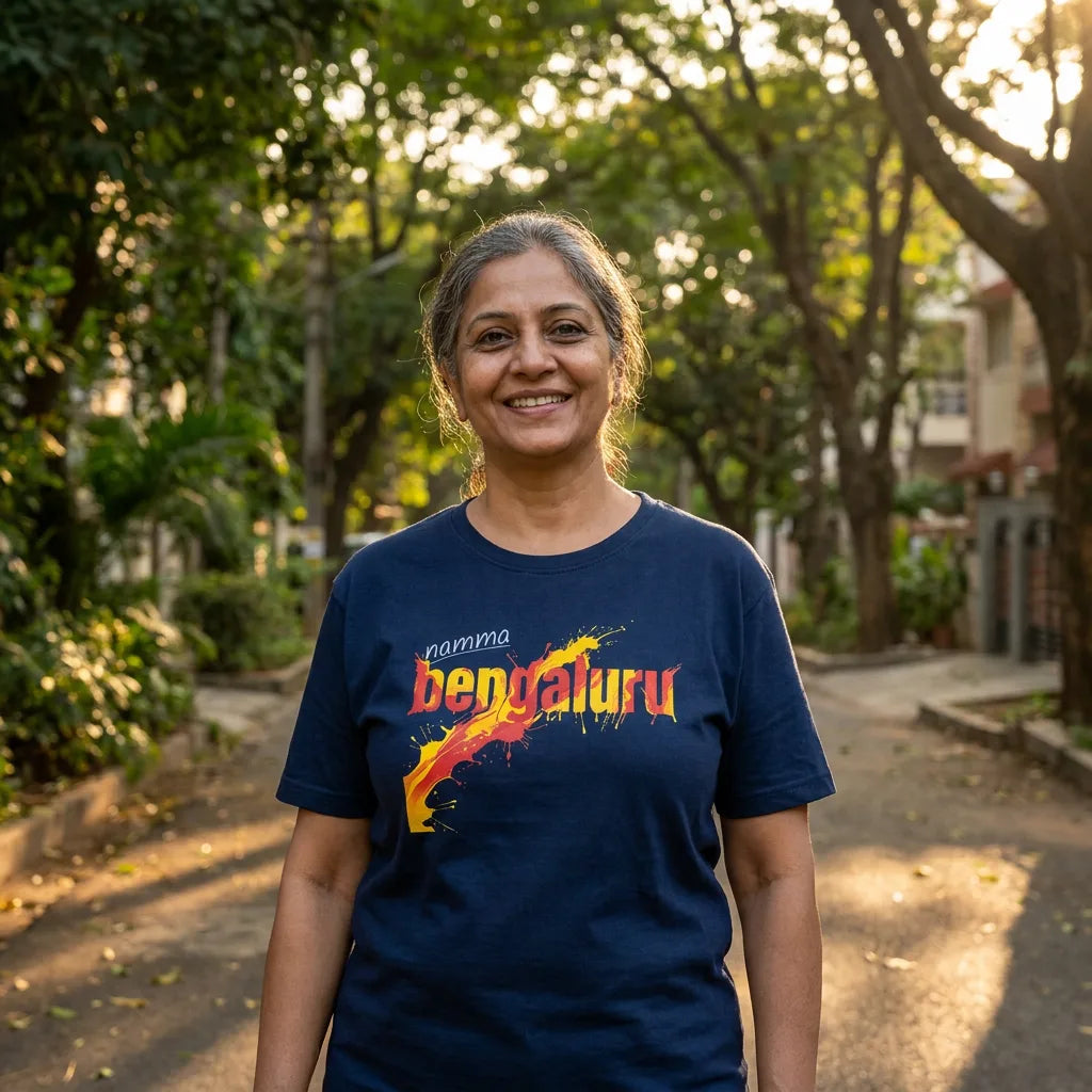 Namma Bengaluru tee in Midnight — indiranagar north aunty 01