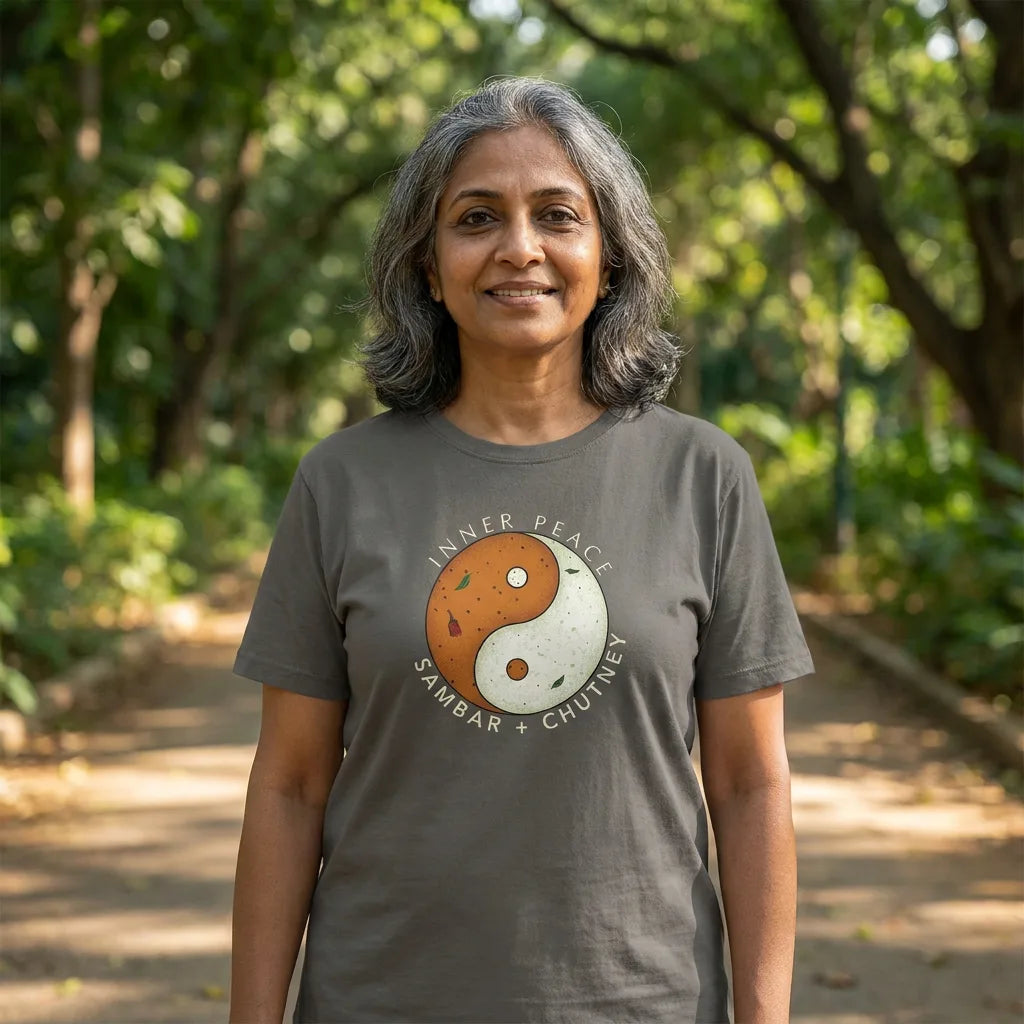 Inner Peace tee in Asphalt — cubbon south aunty 01