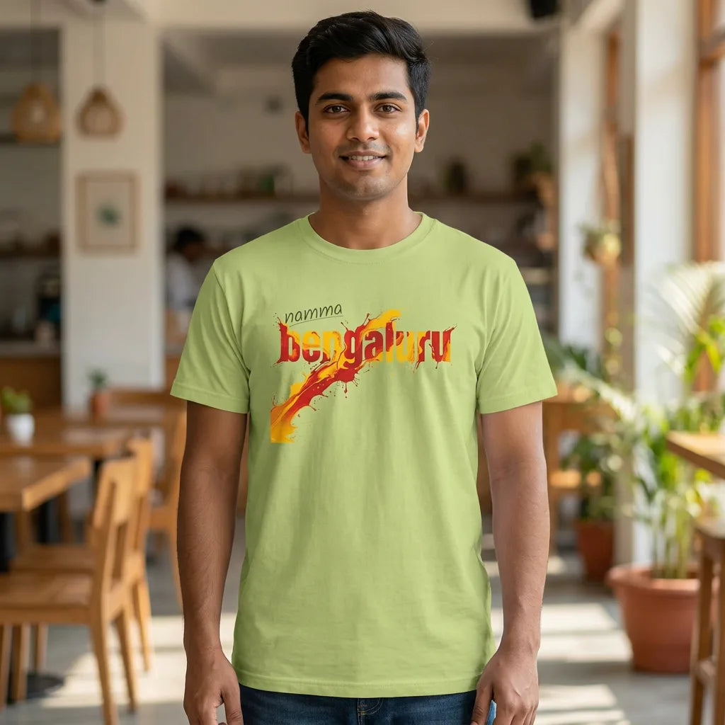 Namma Bengaluru tee in celadon — front facing 01