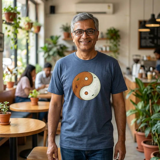 Sambar + Chutney tee in Heather Navy — blr cafe north uncle 01