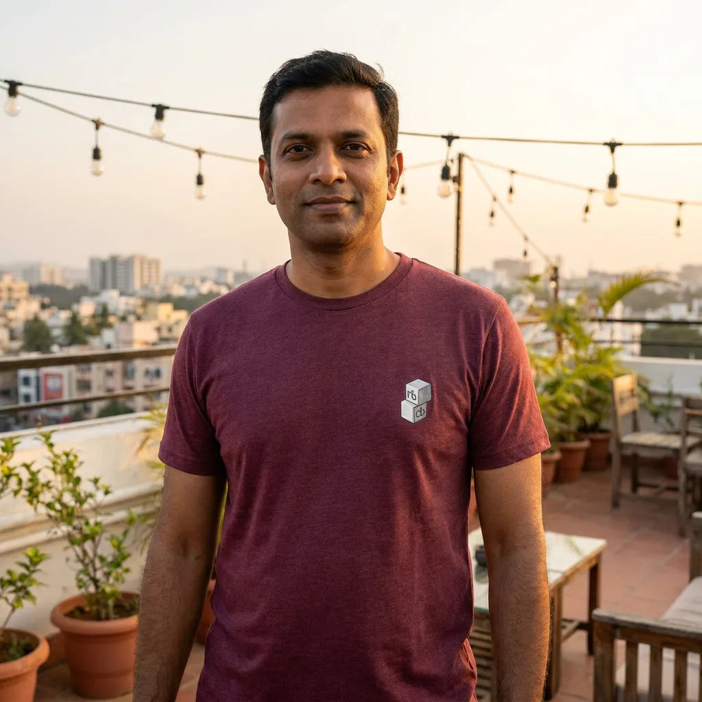 Guru tee in Heather Maroon — blr rooftop south m40 01