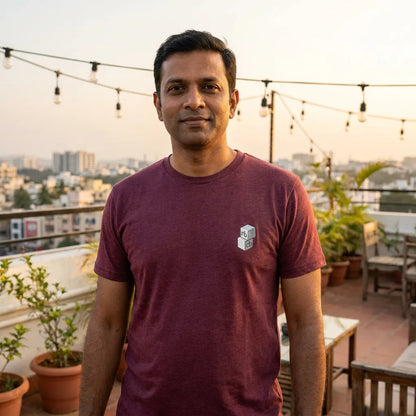 Guru tee in Heather Maroon — blr rooftop south m40 01