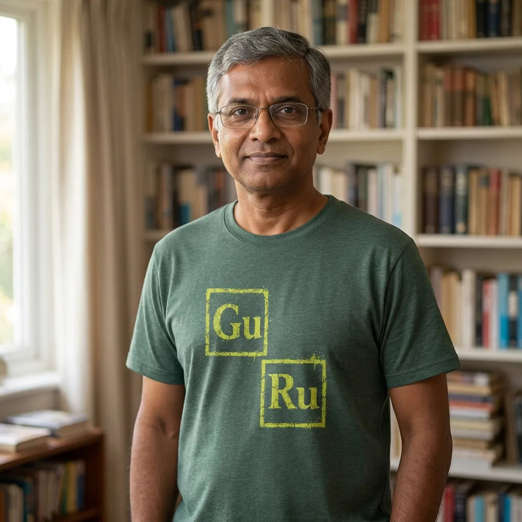 GURU tee in Heather Forest — uncle livingroom 01