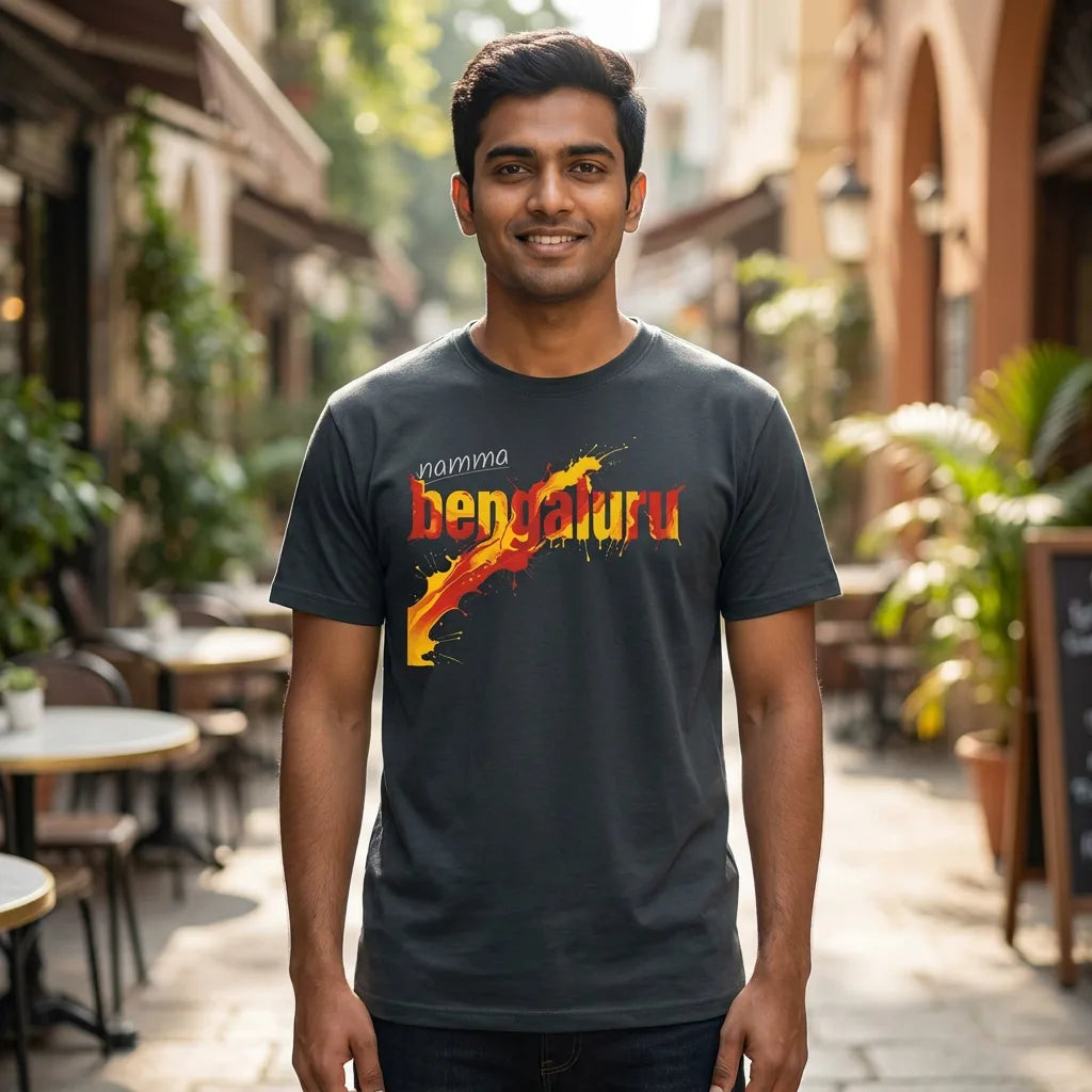 Namma Bengaluru tee in graphite — front facing 01