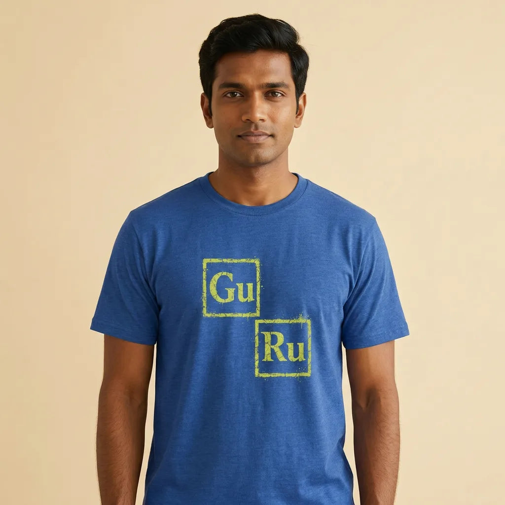 GURU tee in Heather True Royal — studio man 01