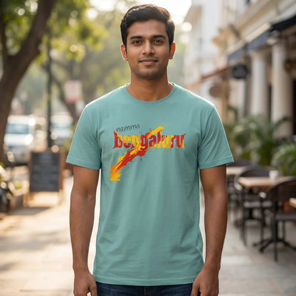 Namma Bengaluru tee in seafoam — front facing 01