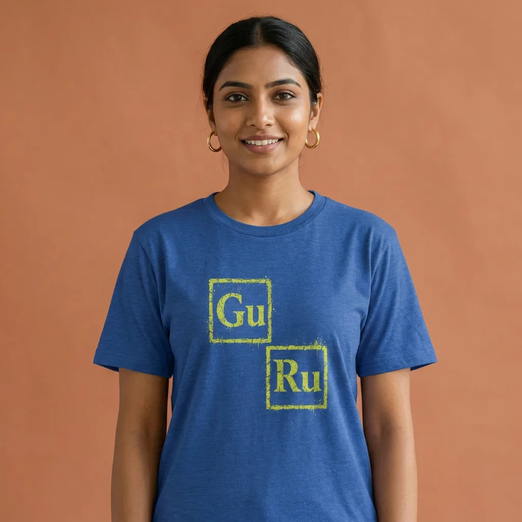 GURU tee in Heather True Royal — studio woman 01