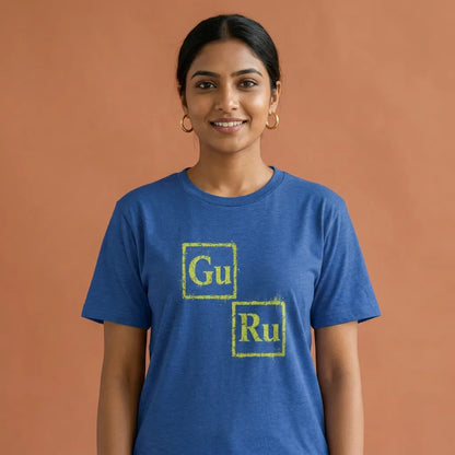 GURU tee in Heather True Royal — studio woman 01