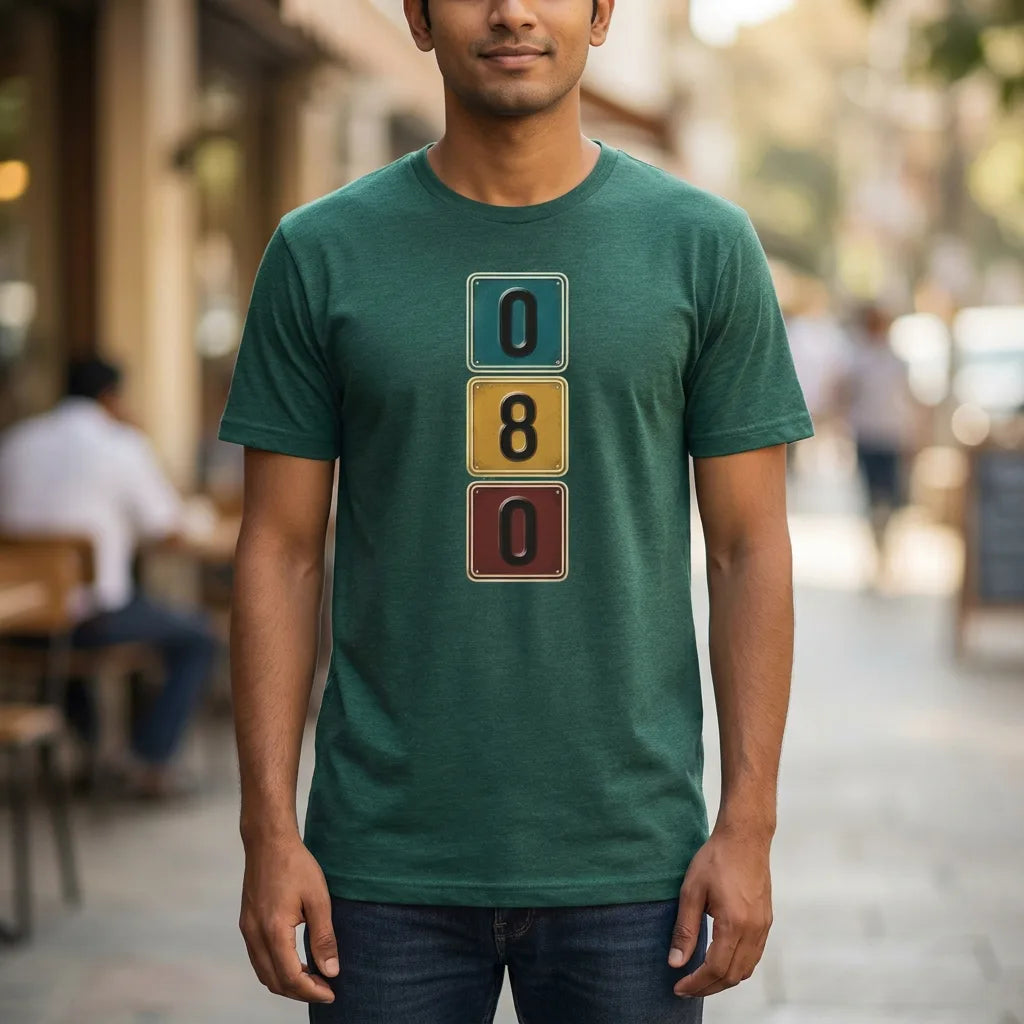 080 tee in Heather Emerald — front facing 01
