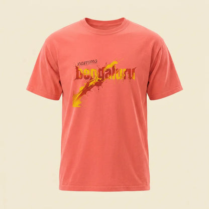 Namma Bengaluru bright salmon tee, plain product shot