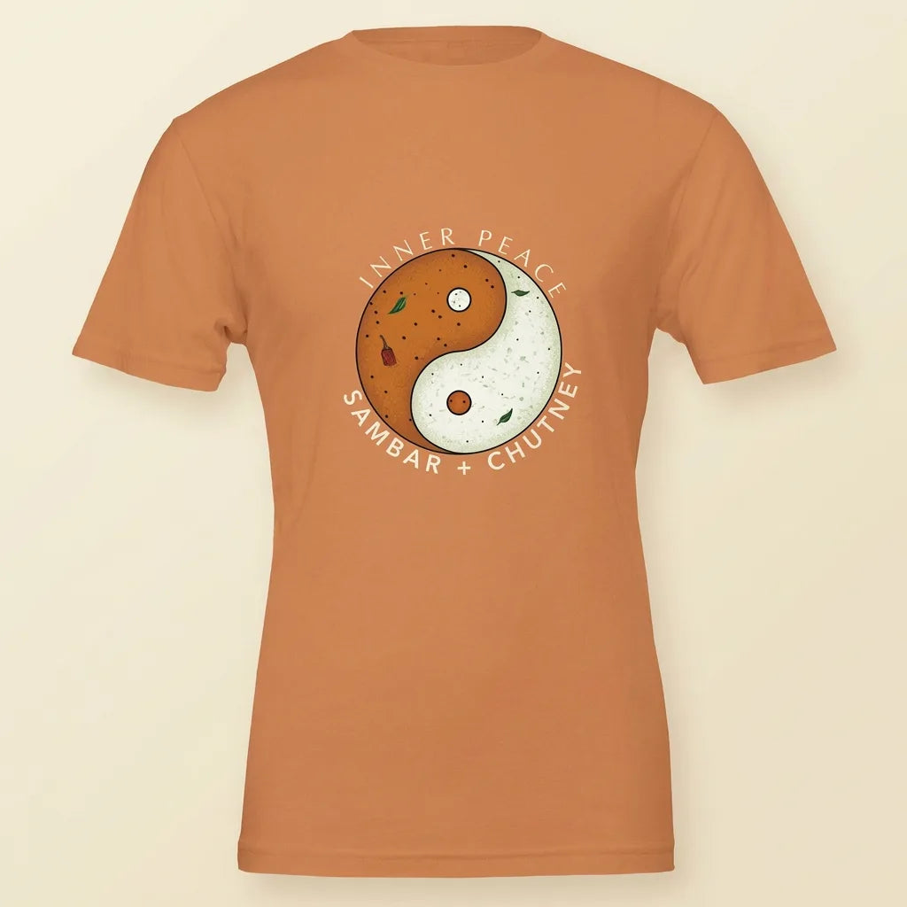 Inner Peace Burnt Orange tee, plain product shot