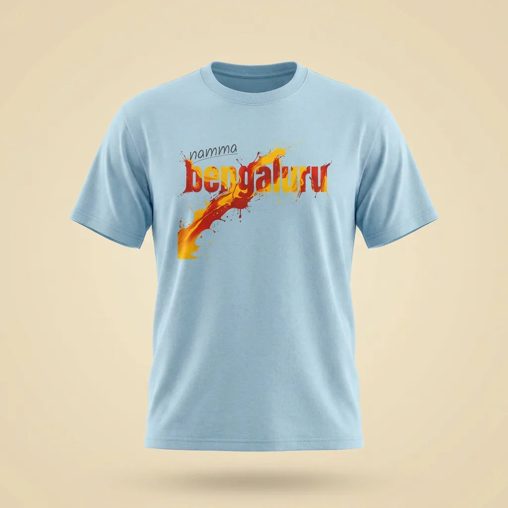 Namma Bengaluru chambray tee, plain product shot