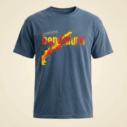 Namma Bengaluru denim tee, plain product shot