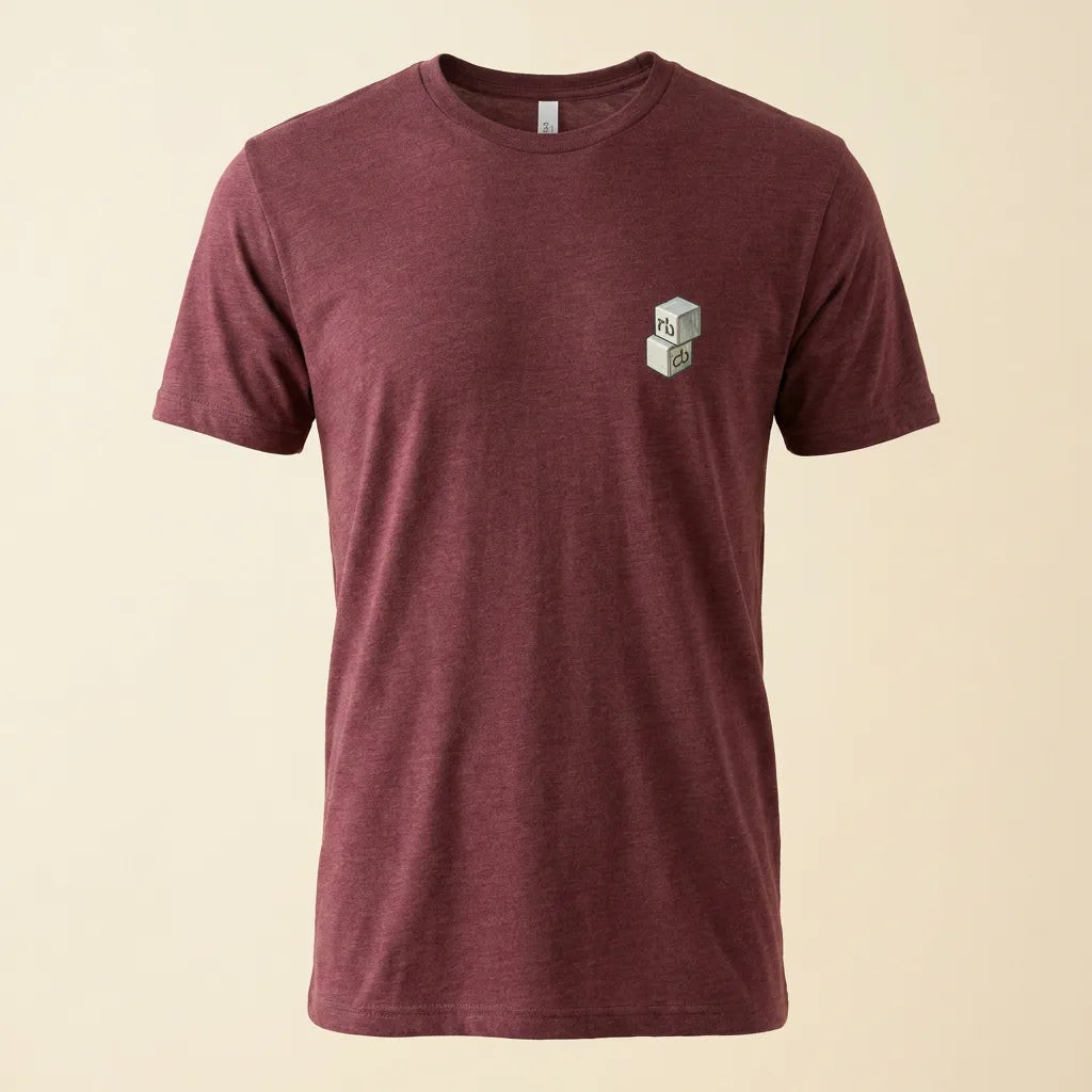 Guru Heather Maroon tee, plain product shot