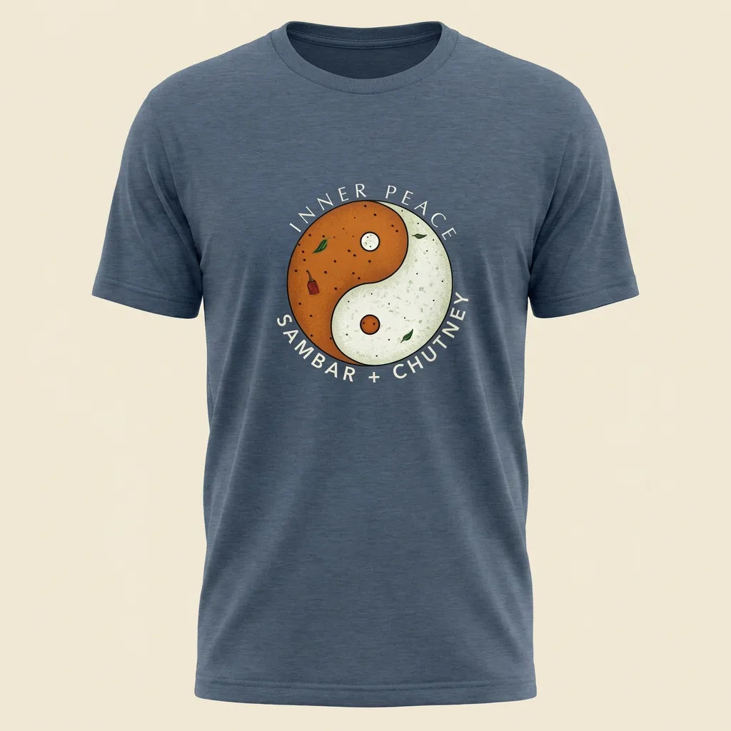 Inner Peace Heather Navy tee, plain product shot