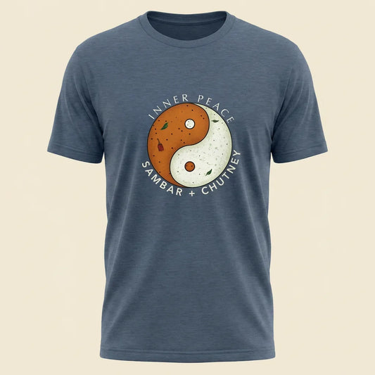 Inner Peace Heather Navy tee, plain product shot