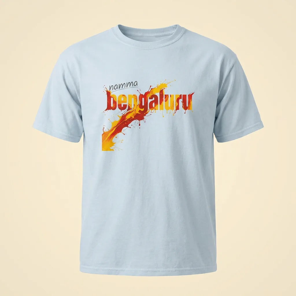 Namma Bengaluru ice blue tee, plain product shot