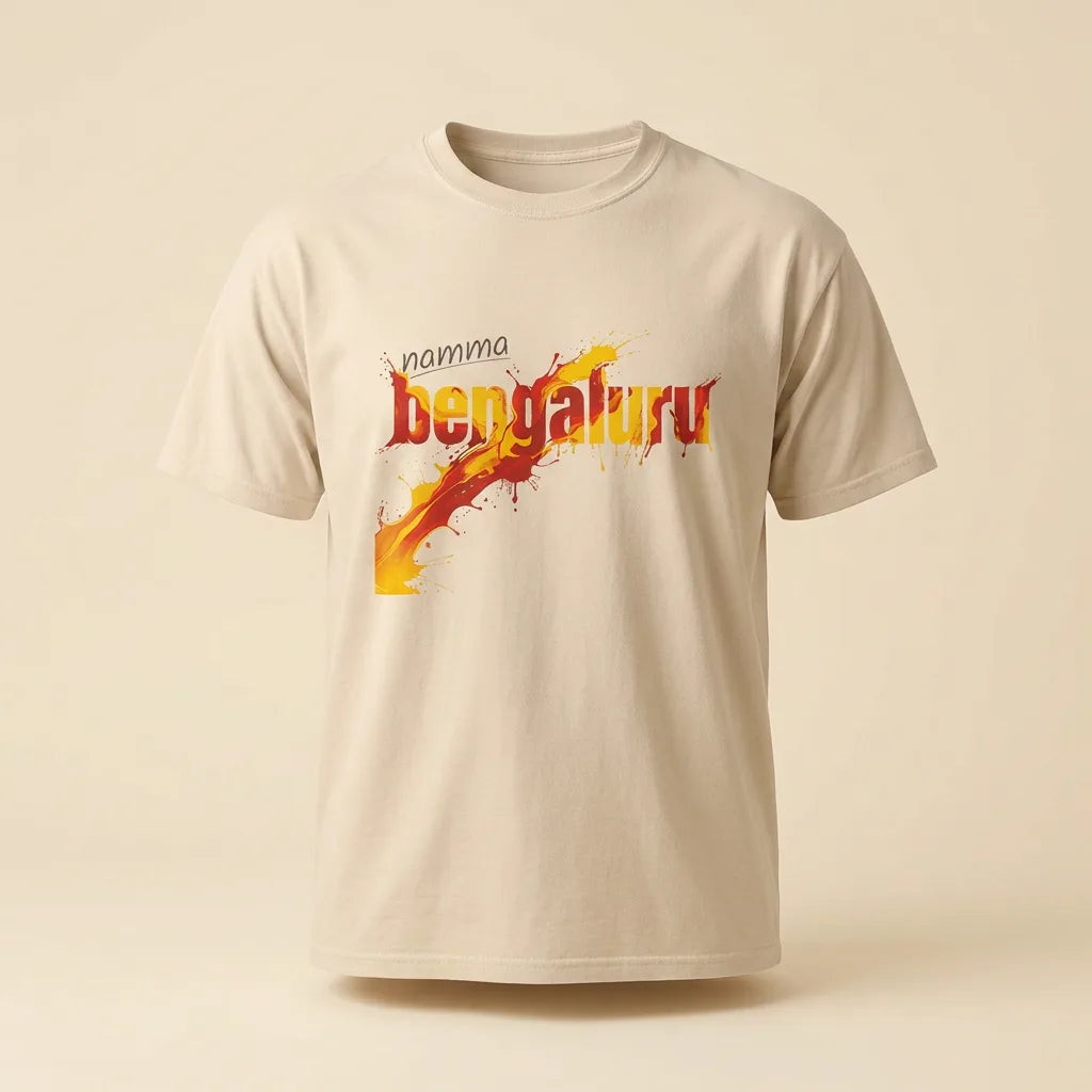 Namma Bengaluru ivory tee, plain product shot