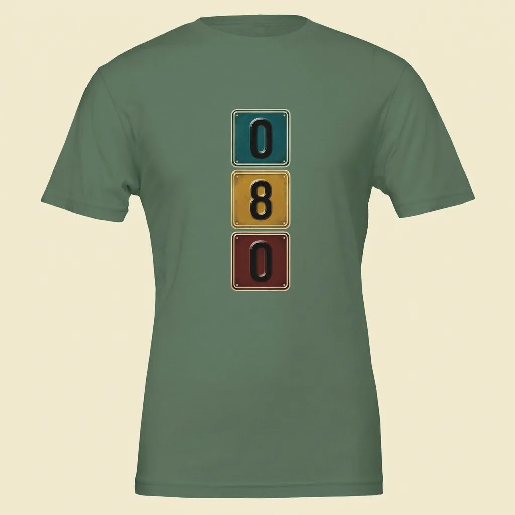 080 Military Green tee, plain product shot