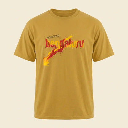 Namma Bengaluru Mustard tee, plain product shot