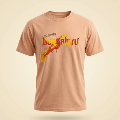 Namma Bengaluru peachy tee, plain product shot