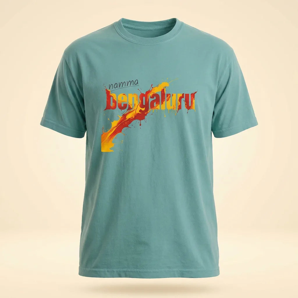 Namma Bengaluru seafoam tee, plain product shot