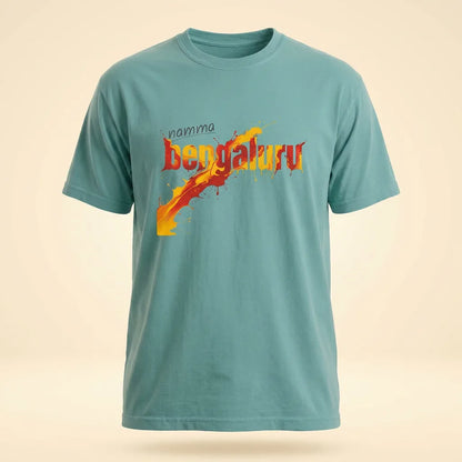 Namma Bengaluru seafoam tee, plain product shot