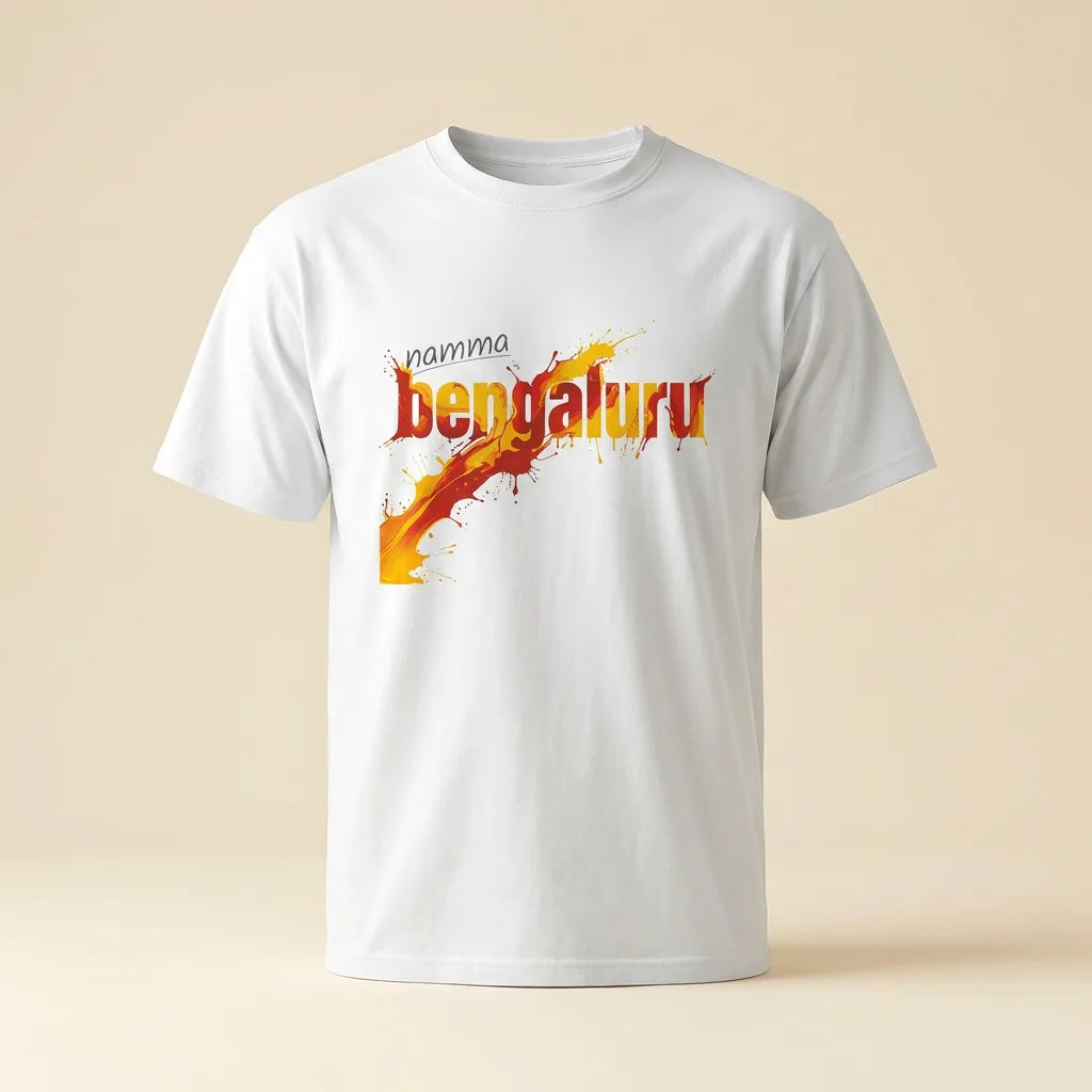 Namma Bengaluru White tee, plain product shot