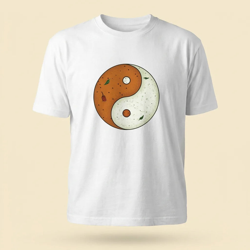 Sambar + Chutney White tee, plain product shot