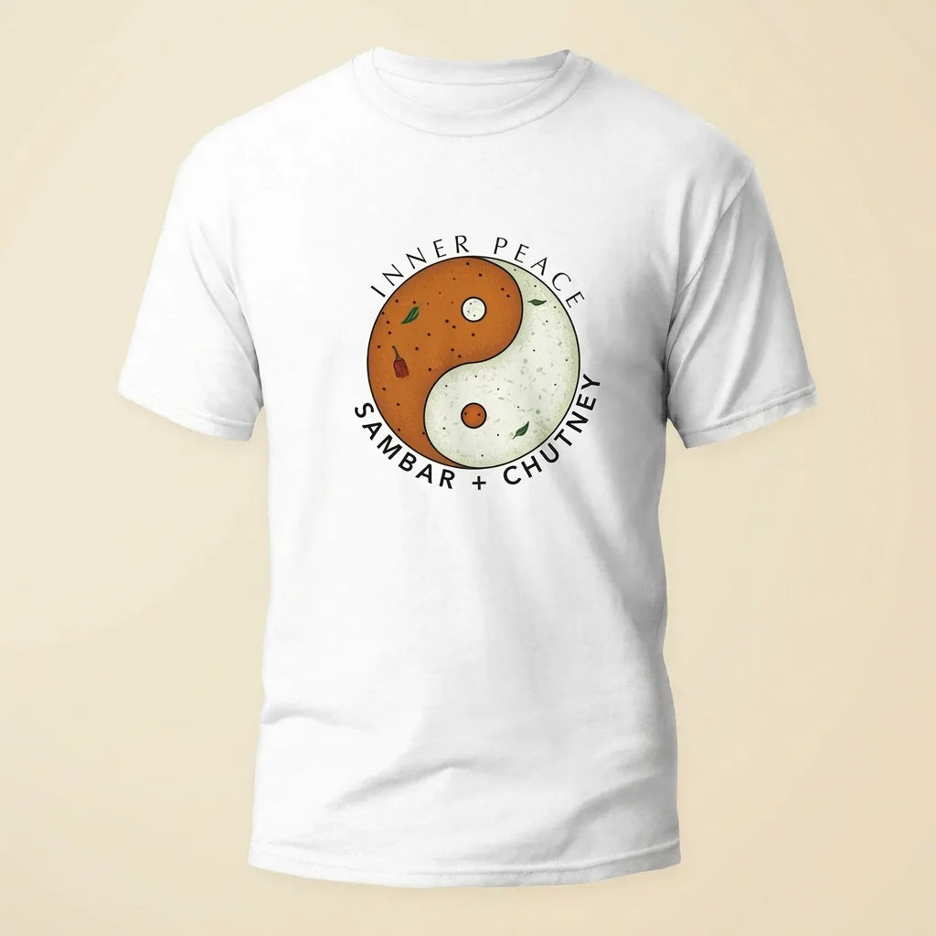 Inner Peace White tee, plain product shot