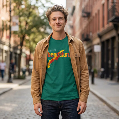 Namma Bengaluru tee styled with an open overshirt
