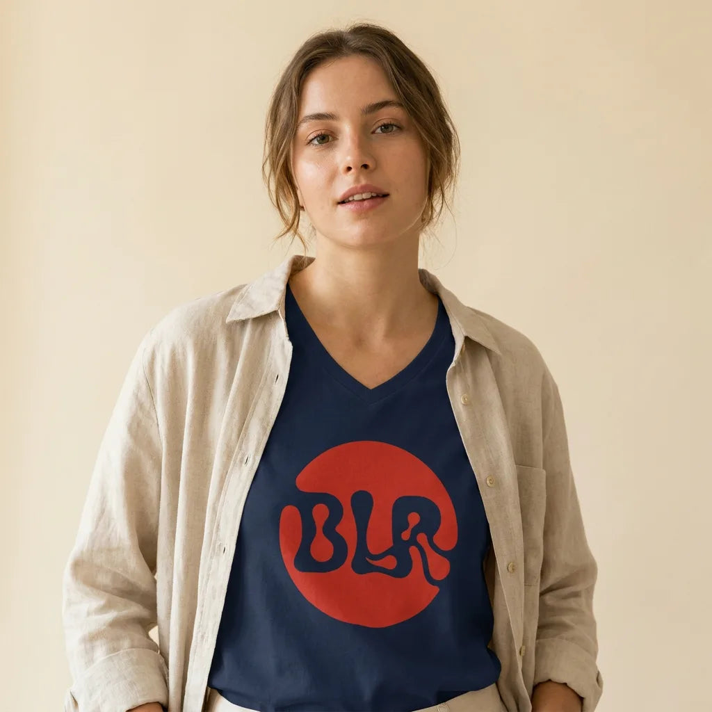 BLR tee styled with an open overshirt